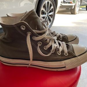 Army green high top Converse shoes